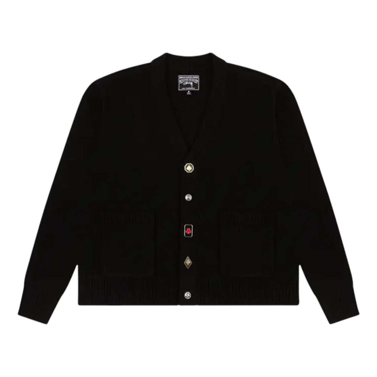 Denim Tears x Stussy Playing Card Suits Cardigan 'Black' 195292671080-BLAC