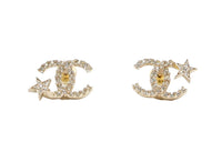 CHANEL Rhinestone Stud Earrings Women's Gold