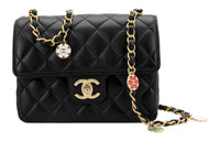 CHANEL Lambskin Chain Bag Crossbody Bag Shoulder Bag Women's Black