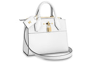 LOUIS VUITTON CITY STEAMER Cow Leather Handbag Mini Women's White