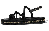CHANEL One Strap Sandals Women's Black
