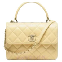 CHANEL Lambskin Shoulder Bag Crossbody Bag Handbag Women's Light Yellow