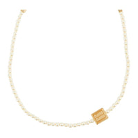 MIU MIU Artificial Pearl Neck Chain Women's Gold