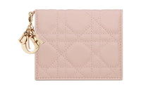 DIOR Lady Dior Lambskin Wallet Mini Women's Light Pink