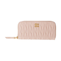 MIU MIU Matelassé Lambskin Wallet Large Size Women's Pink