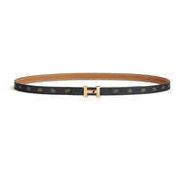 HERMES Calfskin, Metal, Gold Plated Leather Belts Women's Brown/Black Width 1.3CM