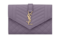 SAINT LAURENT ENVELOPE Calfskin Envelope Wallets Small Size Women's Fuchsia