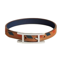 HERMES Calfskin Wristbands Men's Brown/Blue