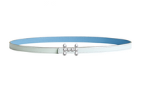 HERMES Signature Bubble Silver Smooth Buckle Epsom Calfskin Leather Belts Women's Blue Width: 1.3cm