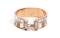 HERMES Enamel Rose Gold-Plated Bangles Women's Gold