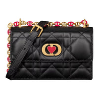 DIOR Caro Sheepskin Shoulder Bag Mini Women's Black