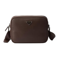 PRADA Cow Leather Shoulder Bag Men's Brown