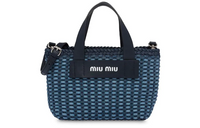 MIU MIU With Cow Leather And Polyurethane Tote Bag, Shopping Bag, Handbag Women's Blue