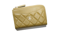 CHANEL Sheepskin Card Holder Women's Green
