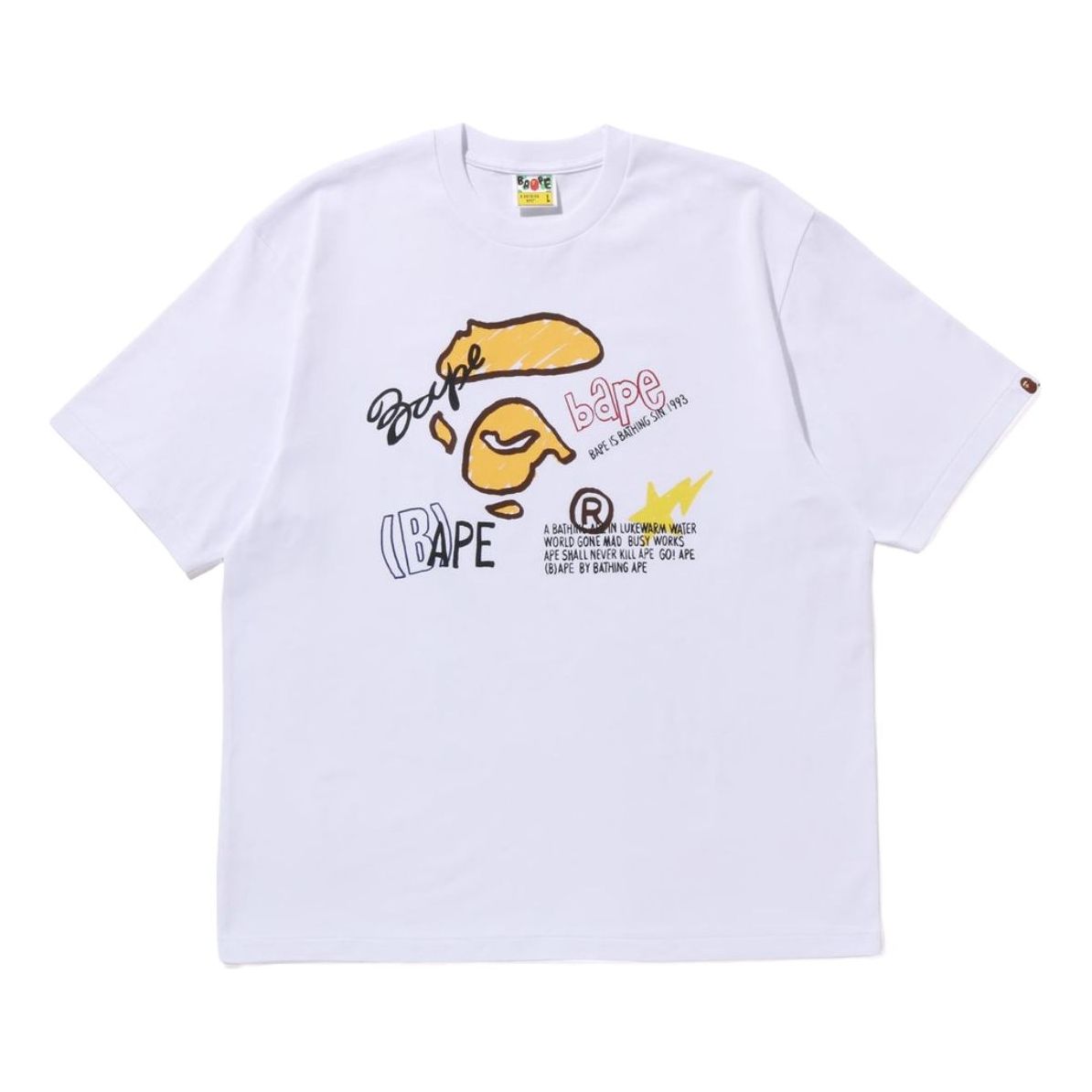 A Bathing Ape Hand Draw Graphic Relaxed Fit Tee 'White' 1K30-110-326-WHITE