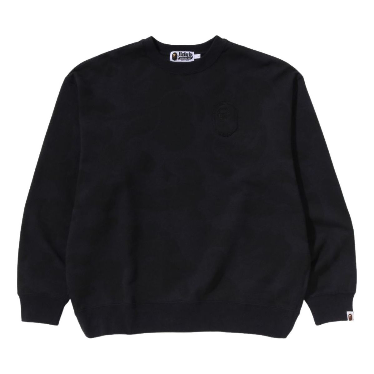 A Bathing Ape Ink Camo Ape Head Badge Crewneck 'Black' 1K30-113-304-BLACK