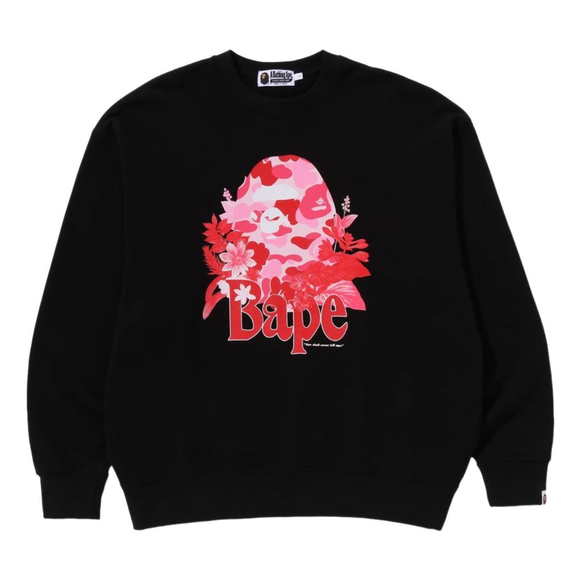 A Bathing Ape Floral Ape Head Crewneck 'Black' 1K30-113-310-BLACK