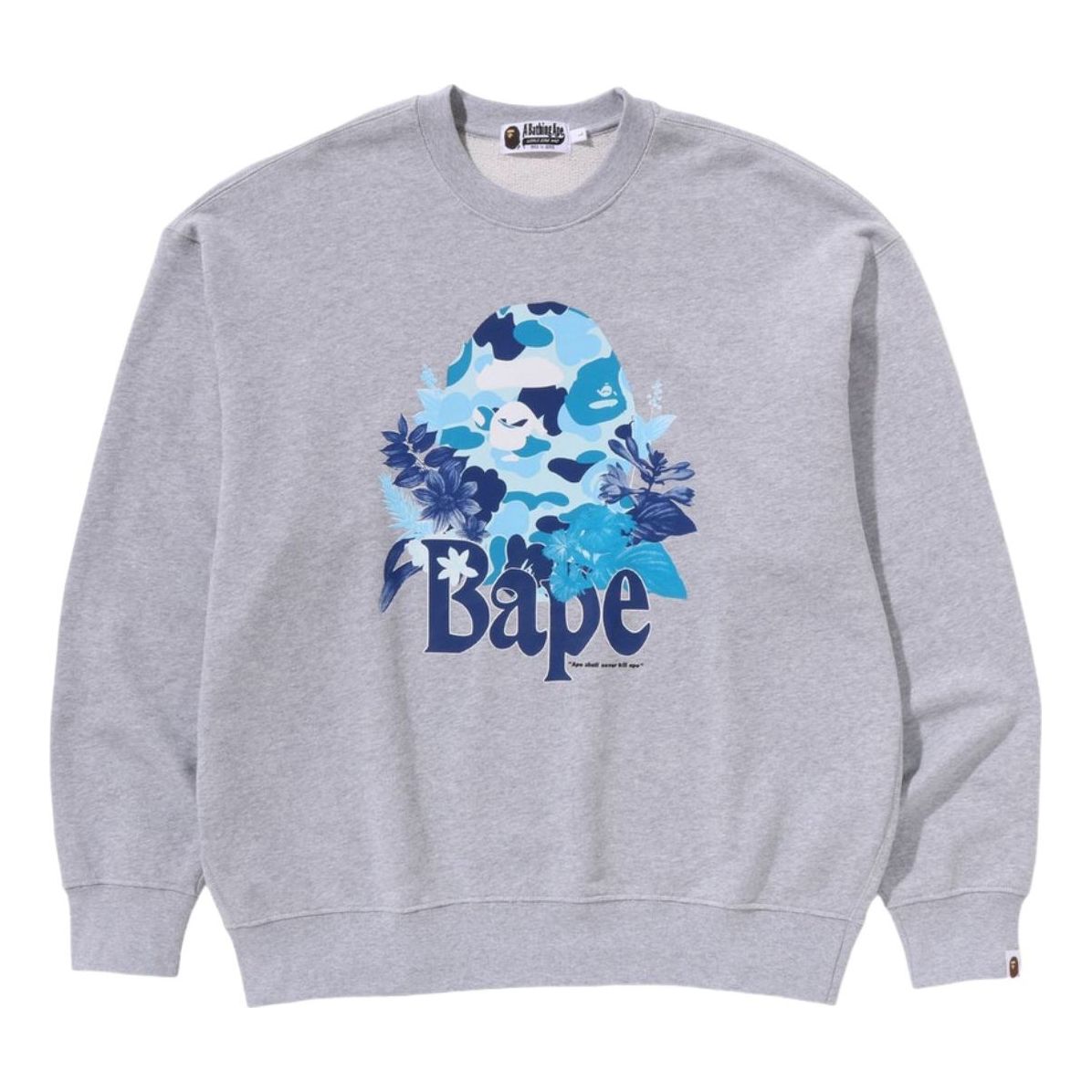 A Bathing Ape Floral Ape Head Crewneck 'Gray' 1K30-113-310-GRAY