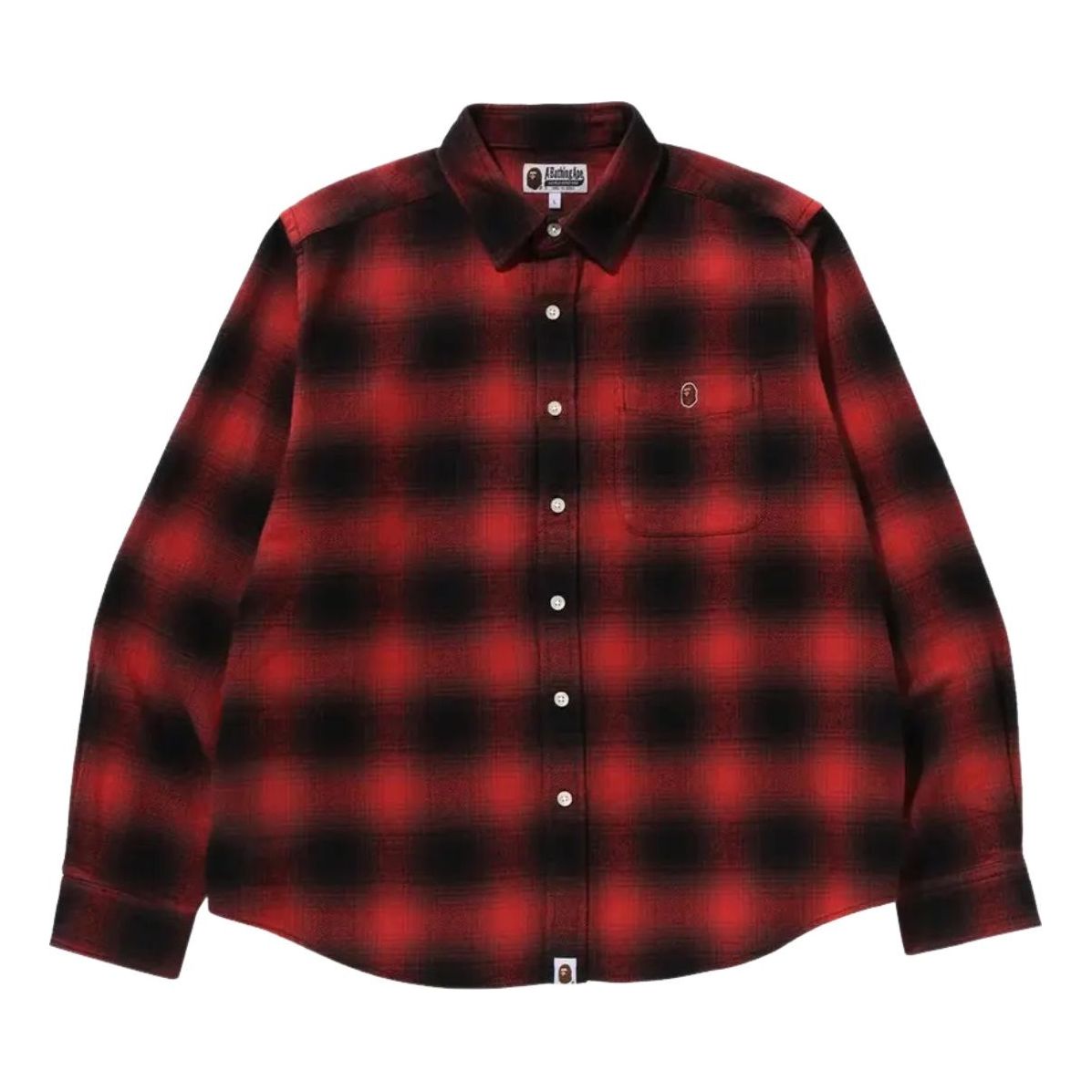 A Bathing Ape One Point Ombre Check Relaxed Fit Long-Sleeve Shirt 'Red' 1K70-131-002
