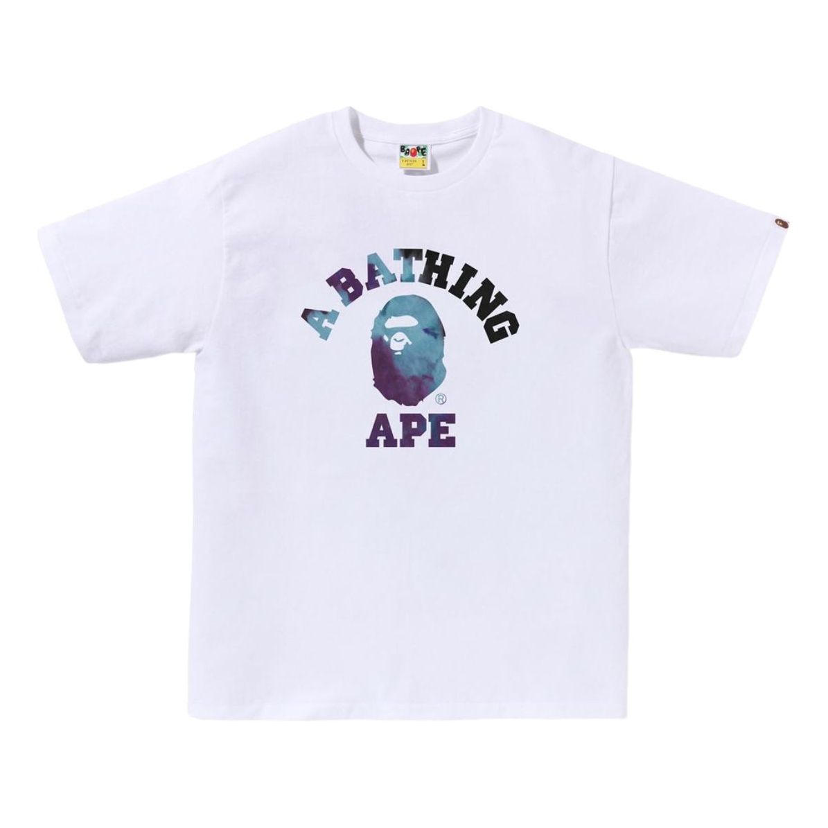 A Bathing Ape Tie Dye College Tee 'White Black' 1K80-110-032-WHXBK