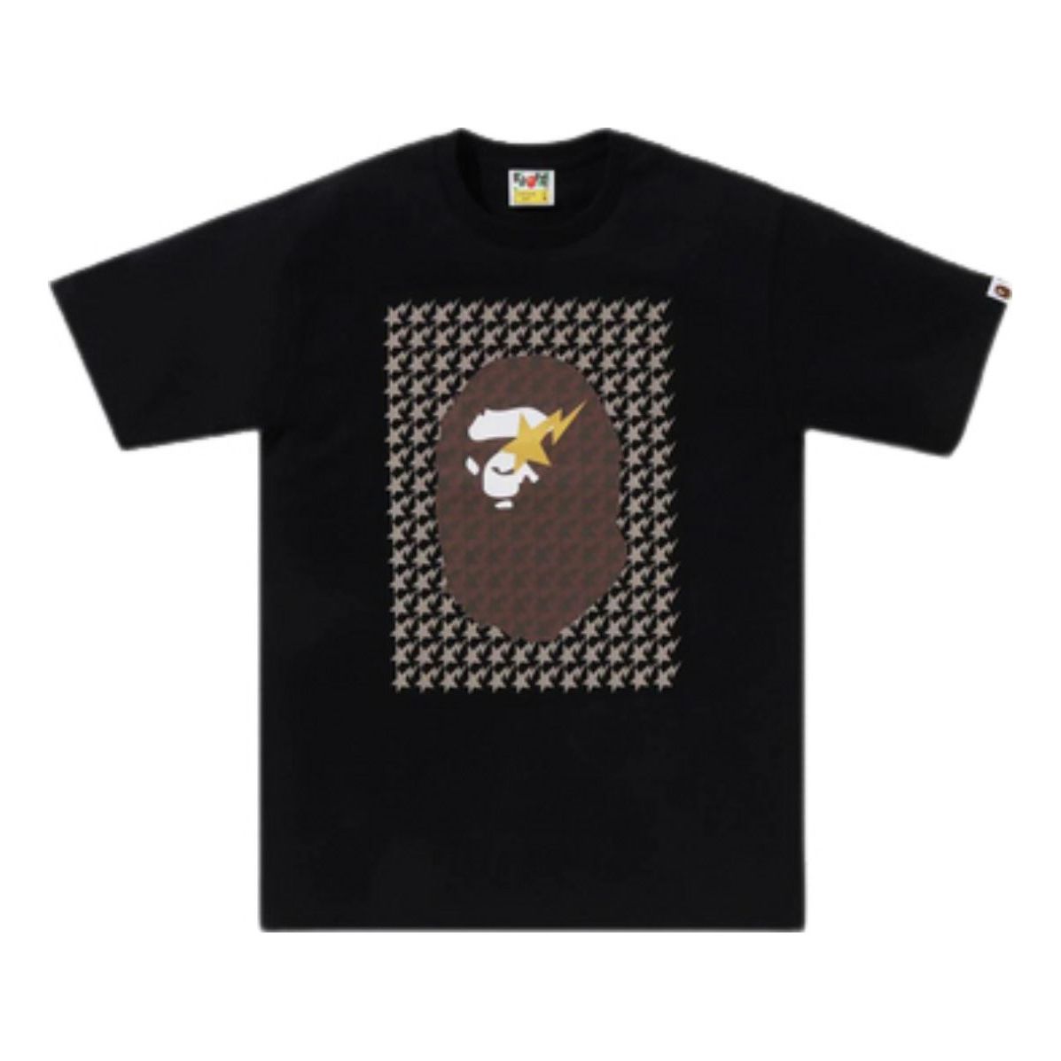 A Bathing Ape Sta Houndstooth Ape Head Tee 'Black Brown' 1K80-110-035-BKXBR