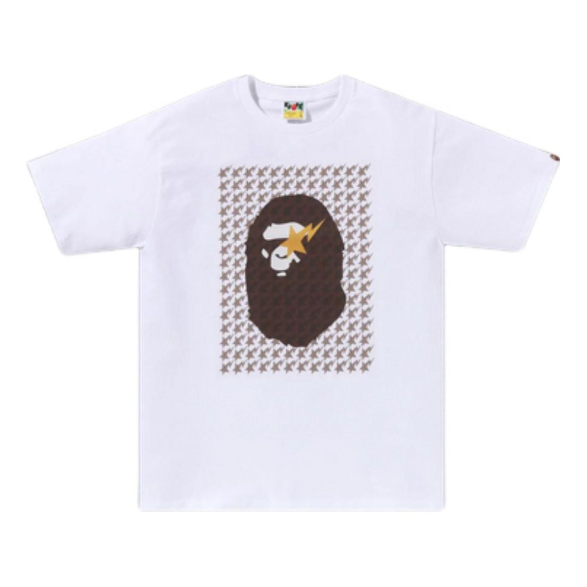 A Bathing Ape Sta Houndstooth Ape Head Tee 'White Brown' 1K80-110-035-WHXBR