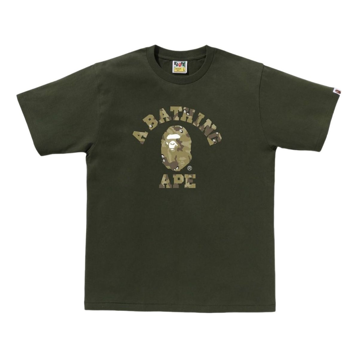 A Bathing Ape Bitmap College Tee 'Olivedrab' 1K80-110-039-OLIVE