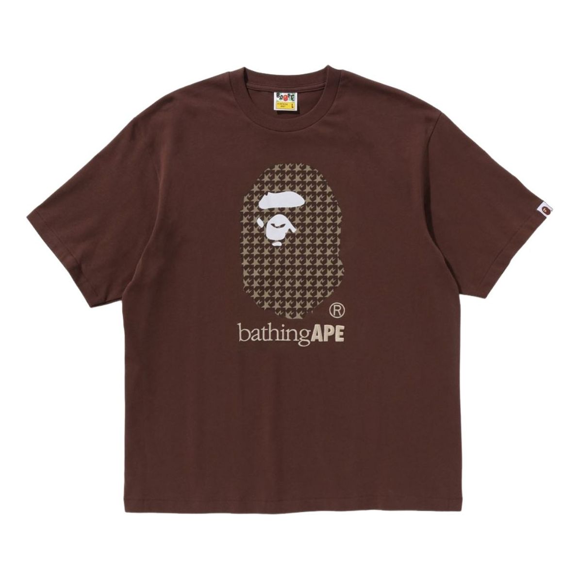 A Bathing Ape Sta Houndstooth by Bathing Ape Relaxed Fit Tee 'Brown' 1K80-110-329-BROWN