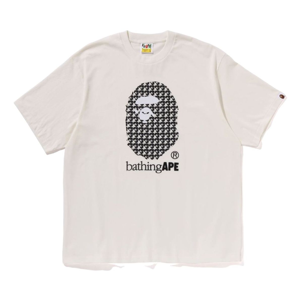 A Bathing Ape Sta Houndstooth by Bathing Ape Relaxed Fit Tee 'Ivory' 1K80-110-329-IVORY