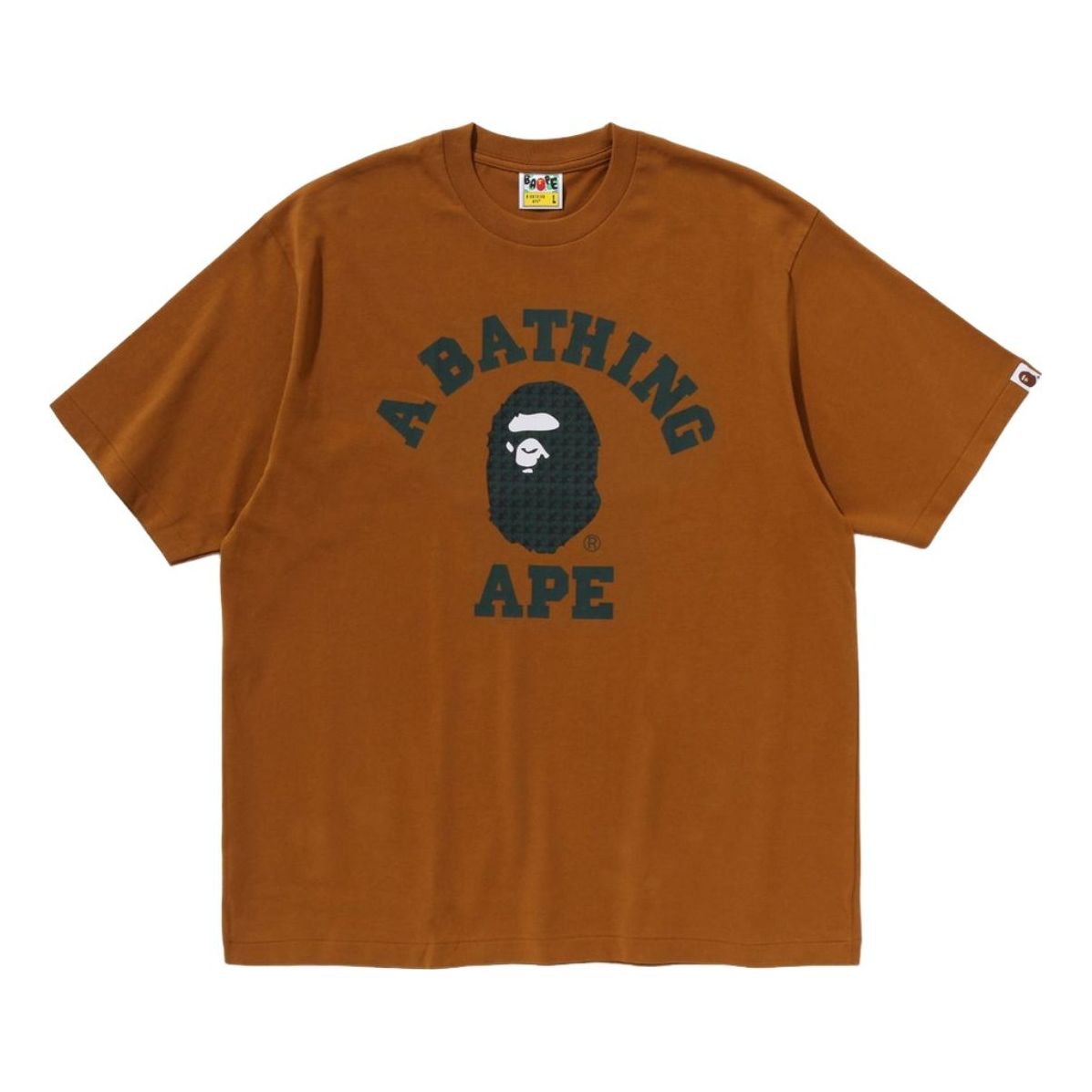A Bathing Ape Sta Houndstooth College Relaxed Fit Tee 'Brown' 1K80-110-338-BROWN