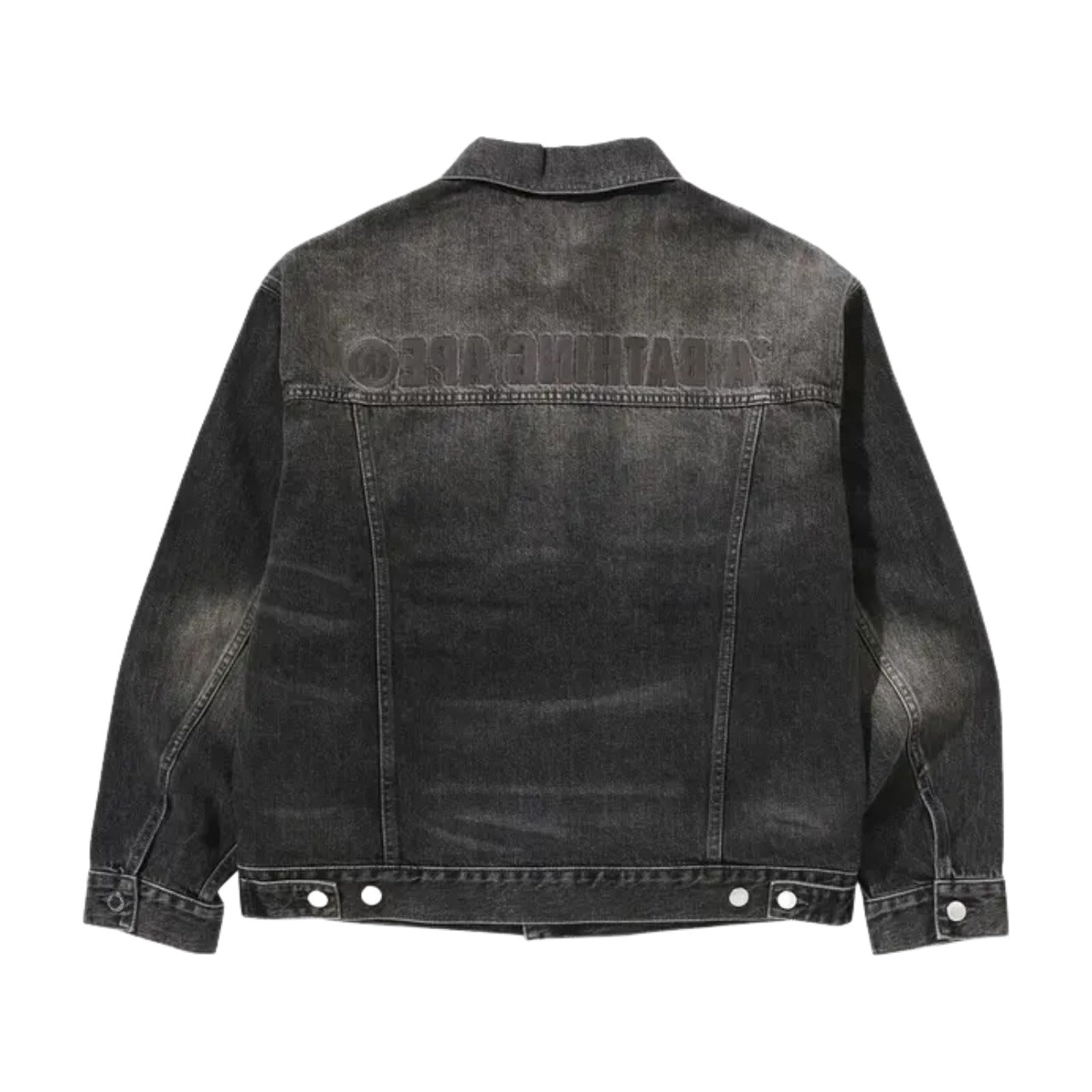 A Bathing Ape Distressed Denim Trucker Jacket 'Black' 1K80-140-308-BLACK