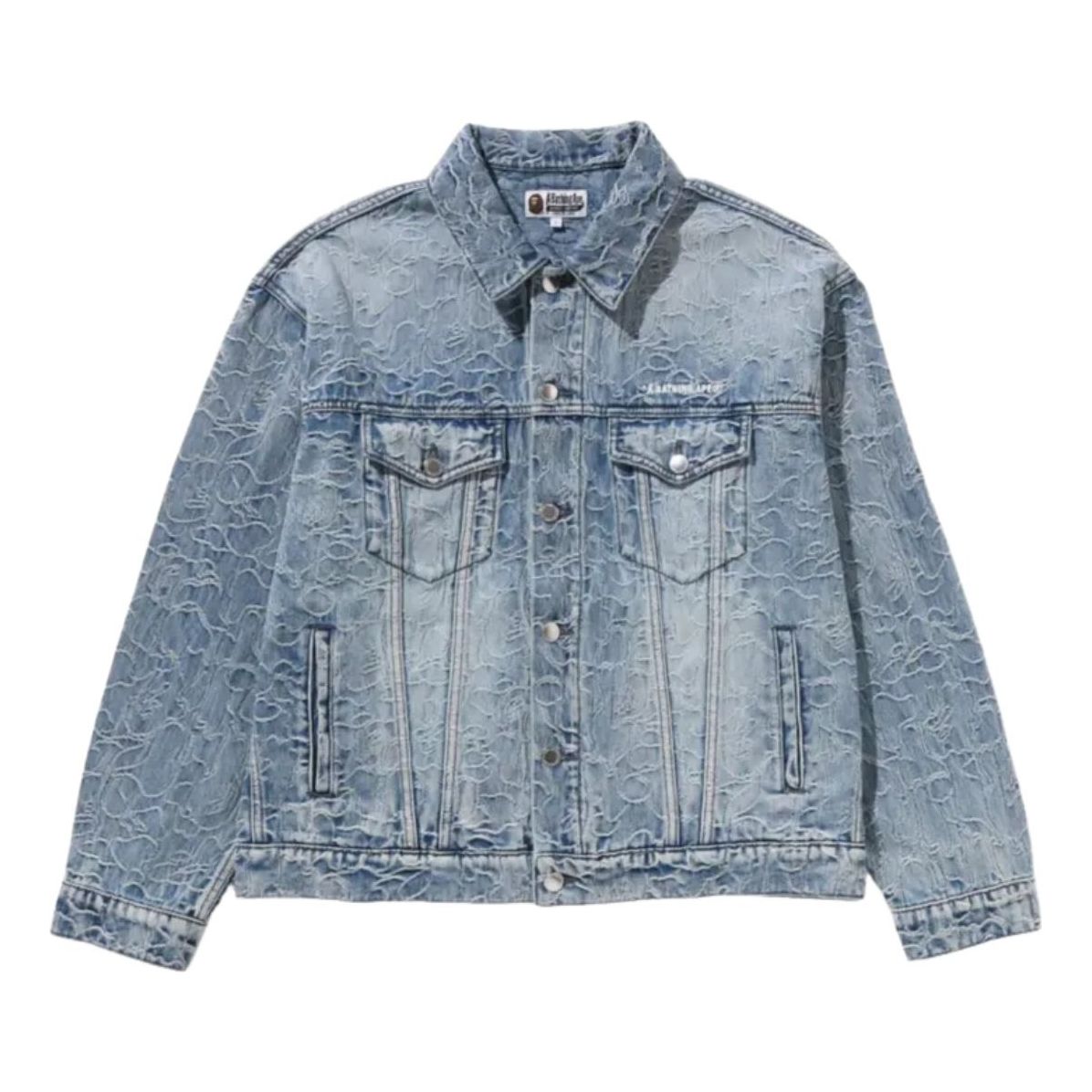 A Bathing Ape Line Camo Jacquard 13OZ Denim Jacket 'Light Indigo' 1K80-140-326-LIGHTINDI