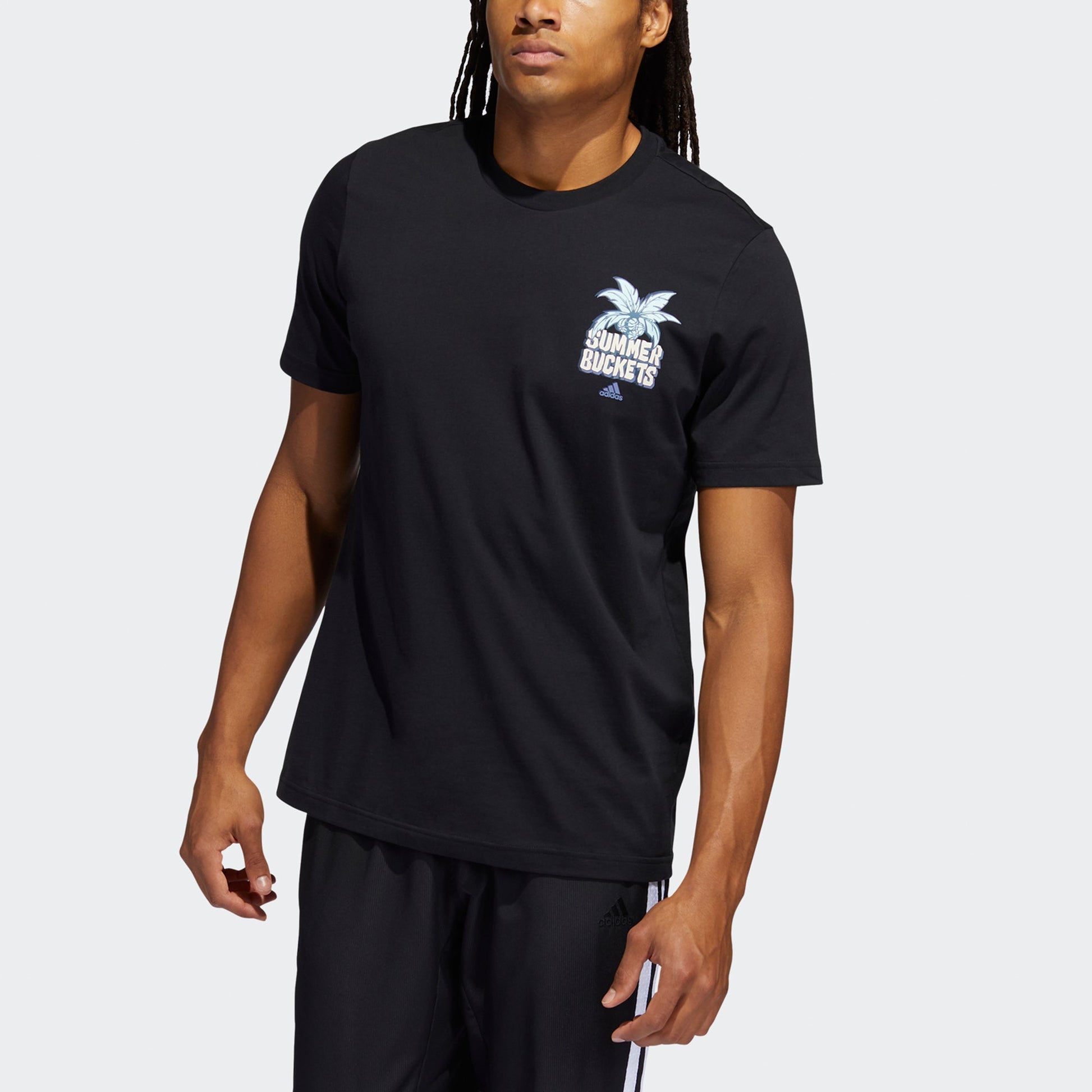 adidas Summer Bck Printing Basketball Sports Short Sleeve Black GS7188