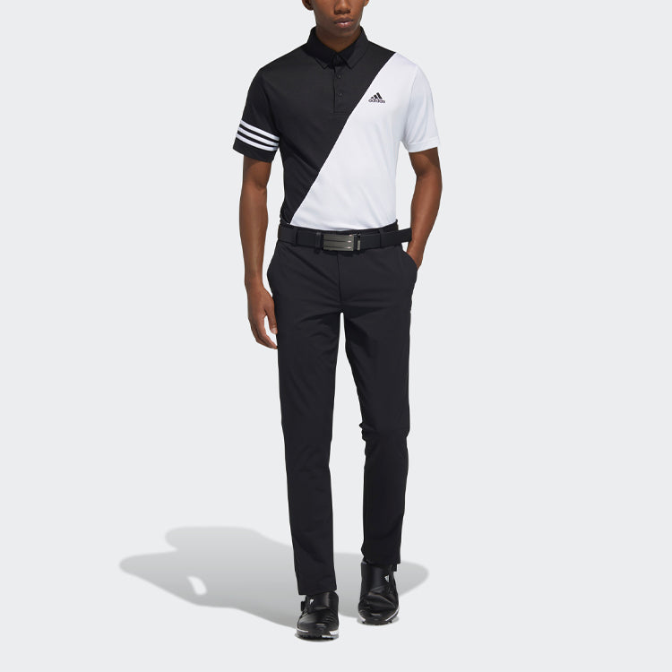 adidas Tr Polo Ss Contrasting Colors Casual Golf Short Sleeve Polo Shirt Black White Colorblock GM3659