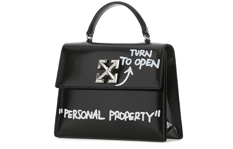 (WMNS) Off-White Jitney 1.4 Arrows Graffiti Printing Single-Shoulder Bag Black OWNA090R21LEA0061001