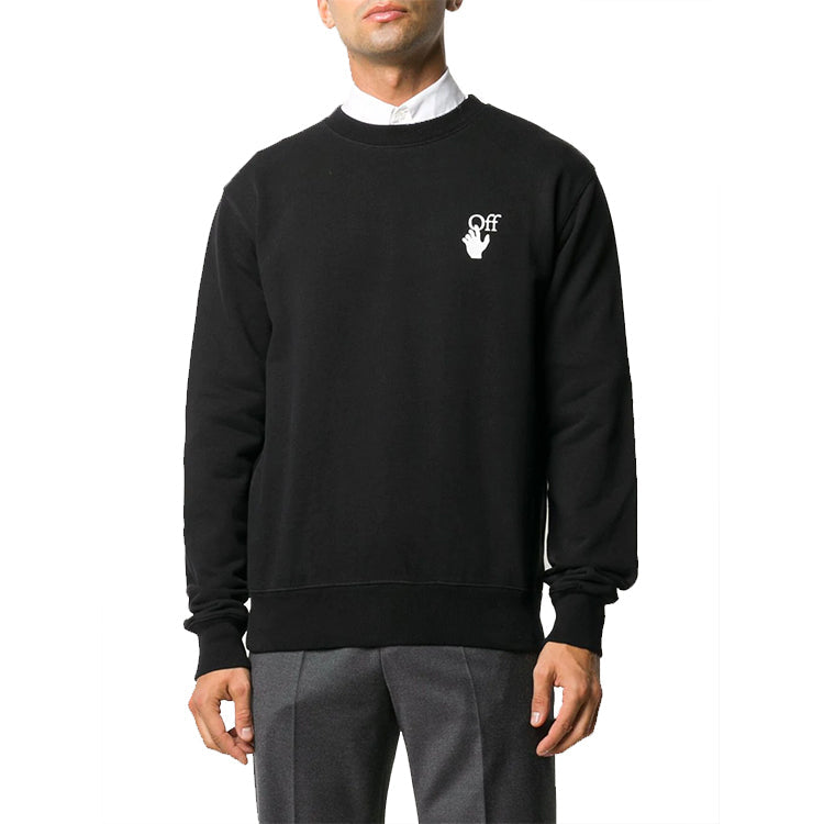 Off-White Cut Here Logo Printing Pullover Black OMBA025F20FLE0071001