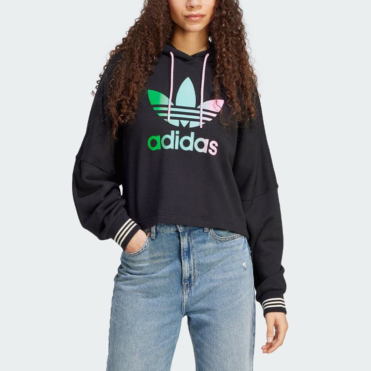 (WMNS) adidas Adicolor 70s Cropped Hoodie 'Black' IK7864