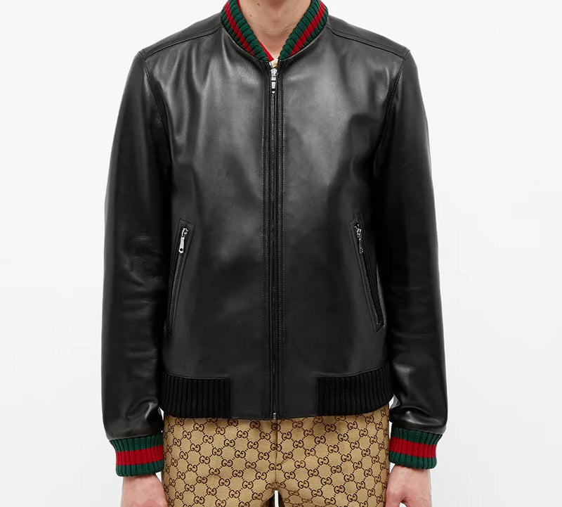Gucci Retro Slim Leather Jacket For Men Black 431343-XG206-1060