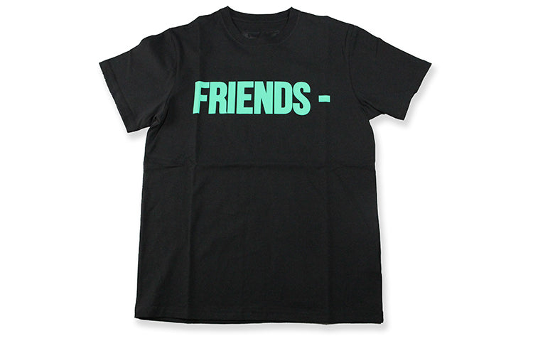 VLONE Friends Back Large Logo Printing Couple Style Short Sleeve Black Green VLTE17SS002-BLK