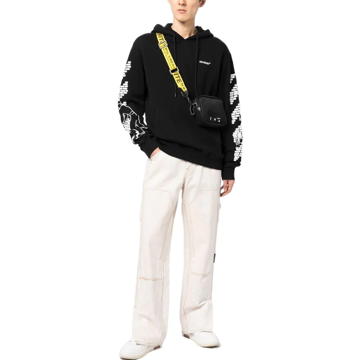 Off-White Bricks Arrows-Motif Drawstring Hoodie OMBB097F22FLE0077100