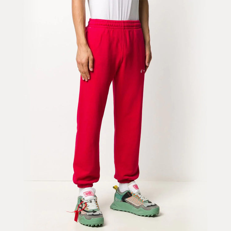 Off-White Embroidered Logo Bundle Feet Sports Pants Red OMCH030F20FLE0012501