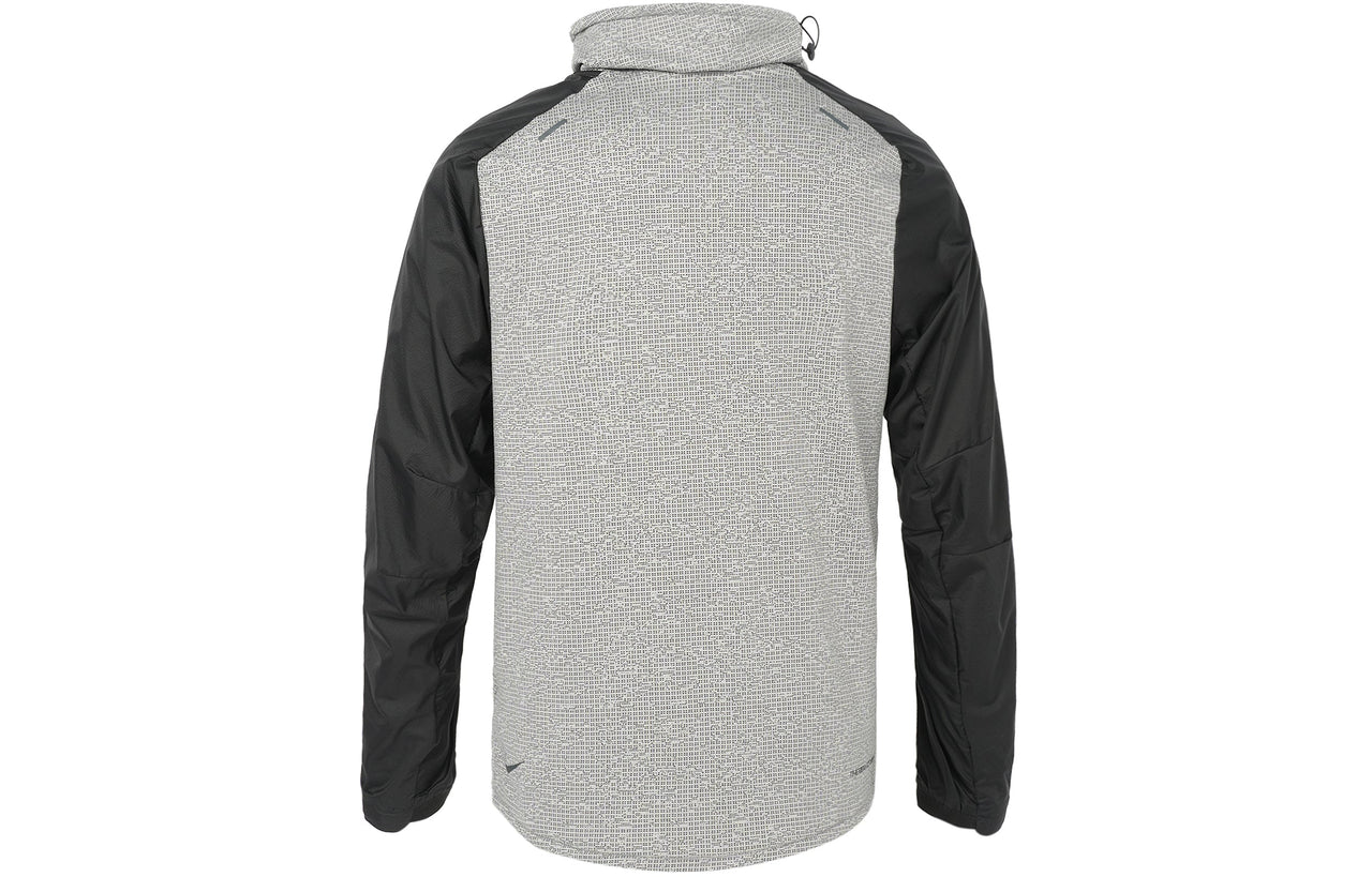 Men's Nike SS22 Colorblock Breathable High Collar Stripe Long Sleeves Black Gray T-Shirt DM4629-010