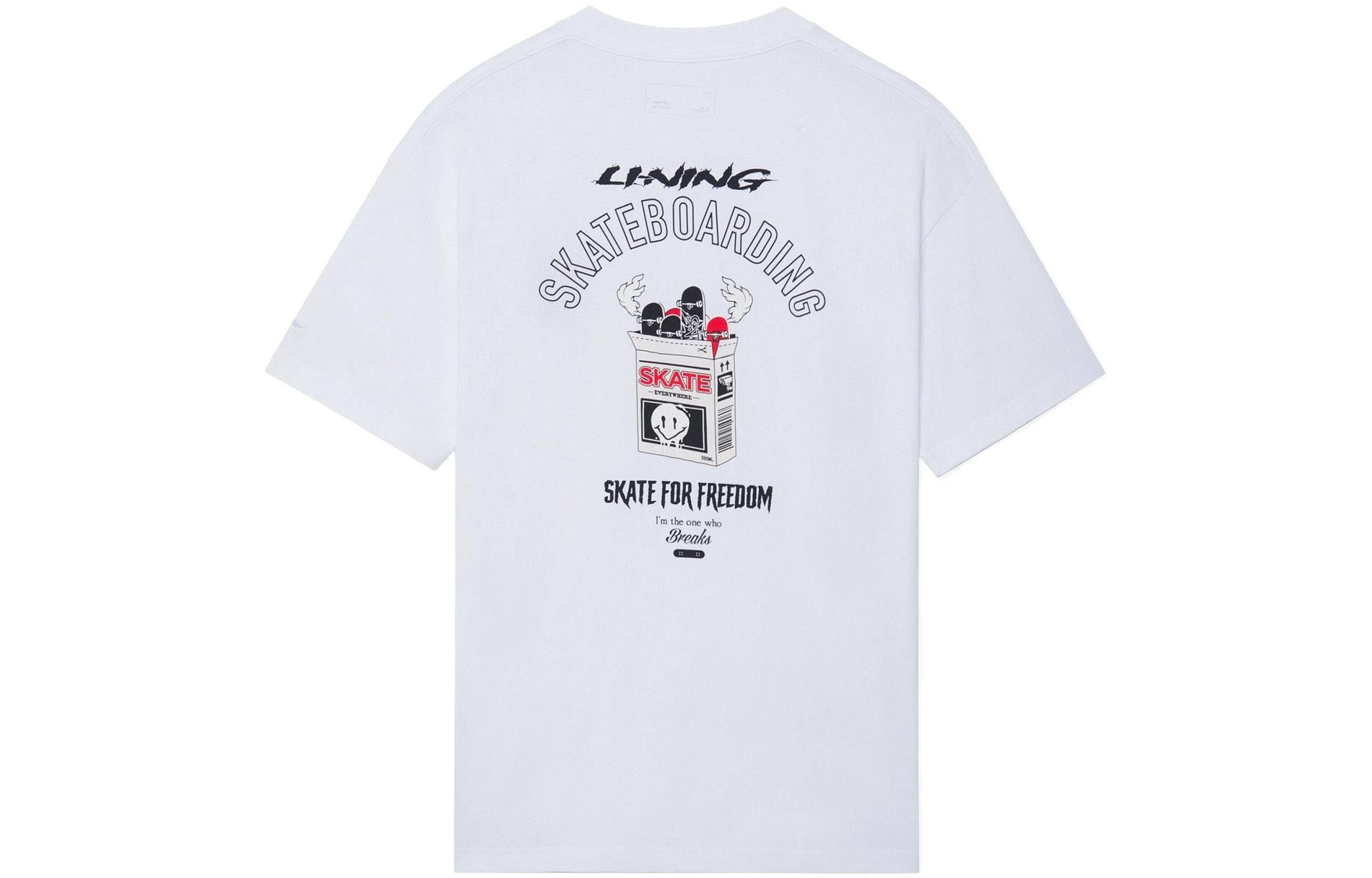 Li-Ning Skate For Freedom Graphic Loose Fit T-shirt 'White' AHSS301-3