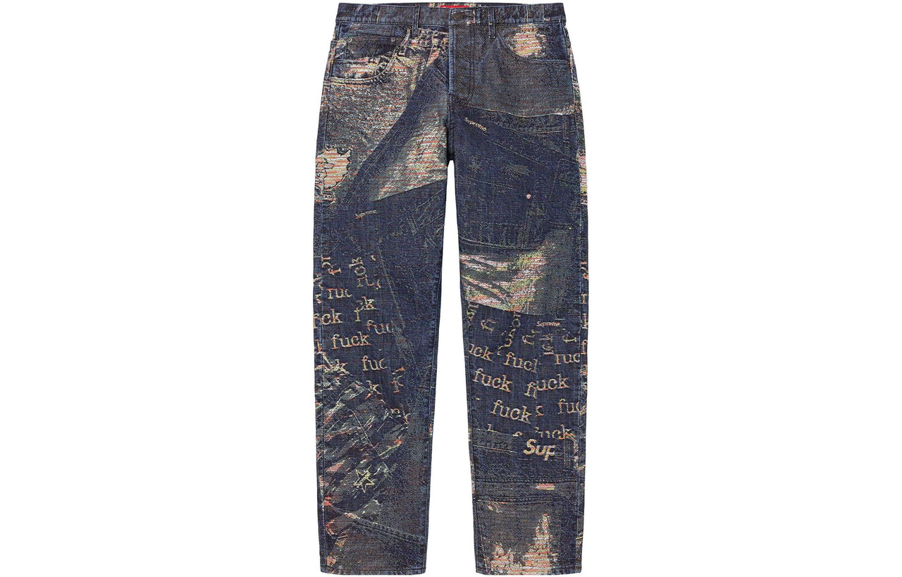 Supreme Archive Denim Jacquard Regular Jean 'Dark Blue' SUP-SS23-237