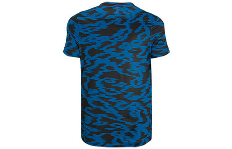 Men's Under Armour RUSH HeatGear Fitted Printing Short Sleeve Blue T-Shirt 1351559-581