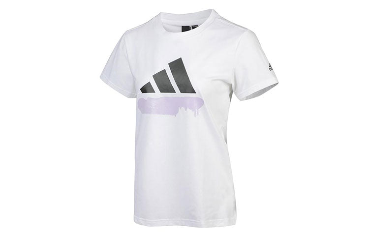 (WMNS) adidas Sub Logo Tee Casual Sports Round Neck Short Sleeve White GL5637