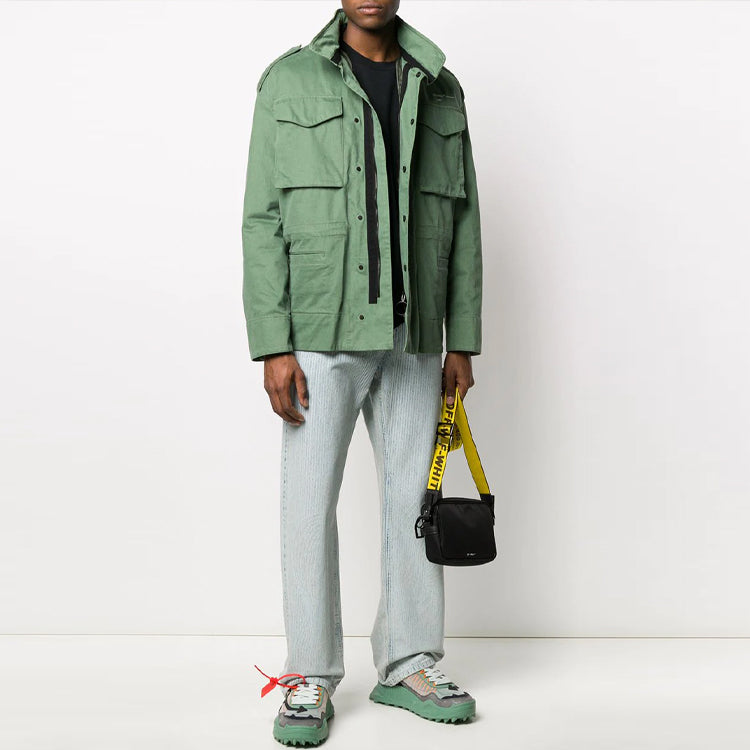 Off-White Logo Alphabet Classic Multiple Pockets Jacket Version Green OMEL009R20G460214301