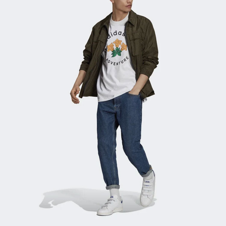adidas originals Adventure Flower Pattern Causual Sports Round Collar Male White GN2371