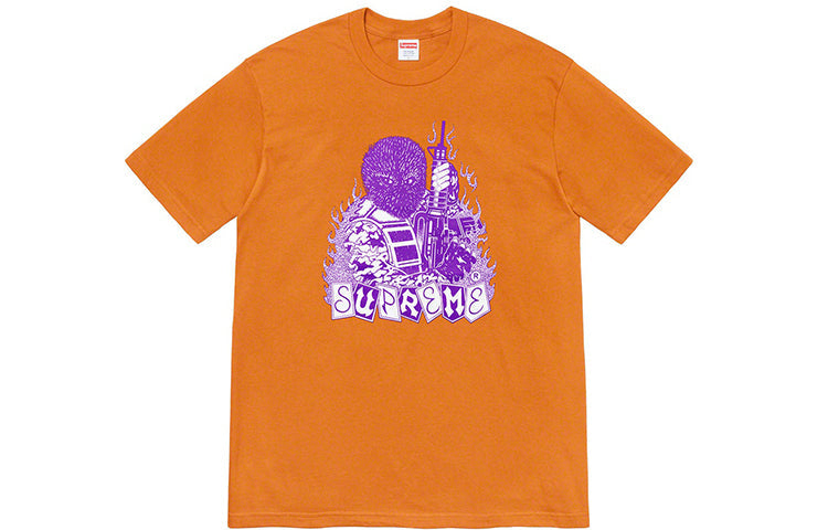 Supreme FW19 Week 7 Mercenary Tee Mercenaries Printing Short Sleeve Unisex Orange SUP-FW19-725