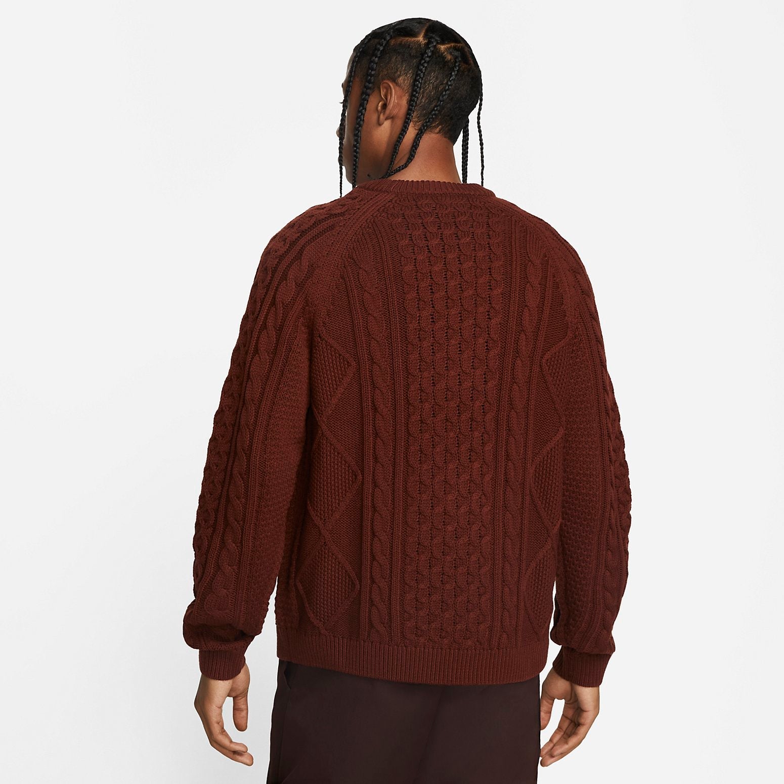 Nike Life Cable Knit Sweater 'Burgundy' DQ5176-217
